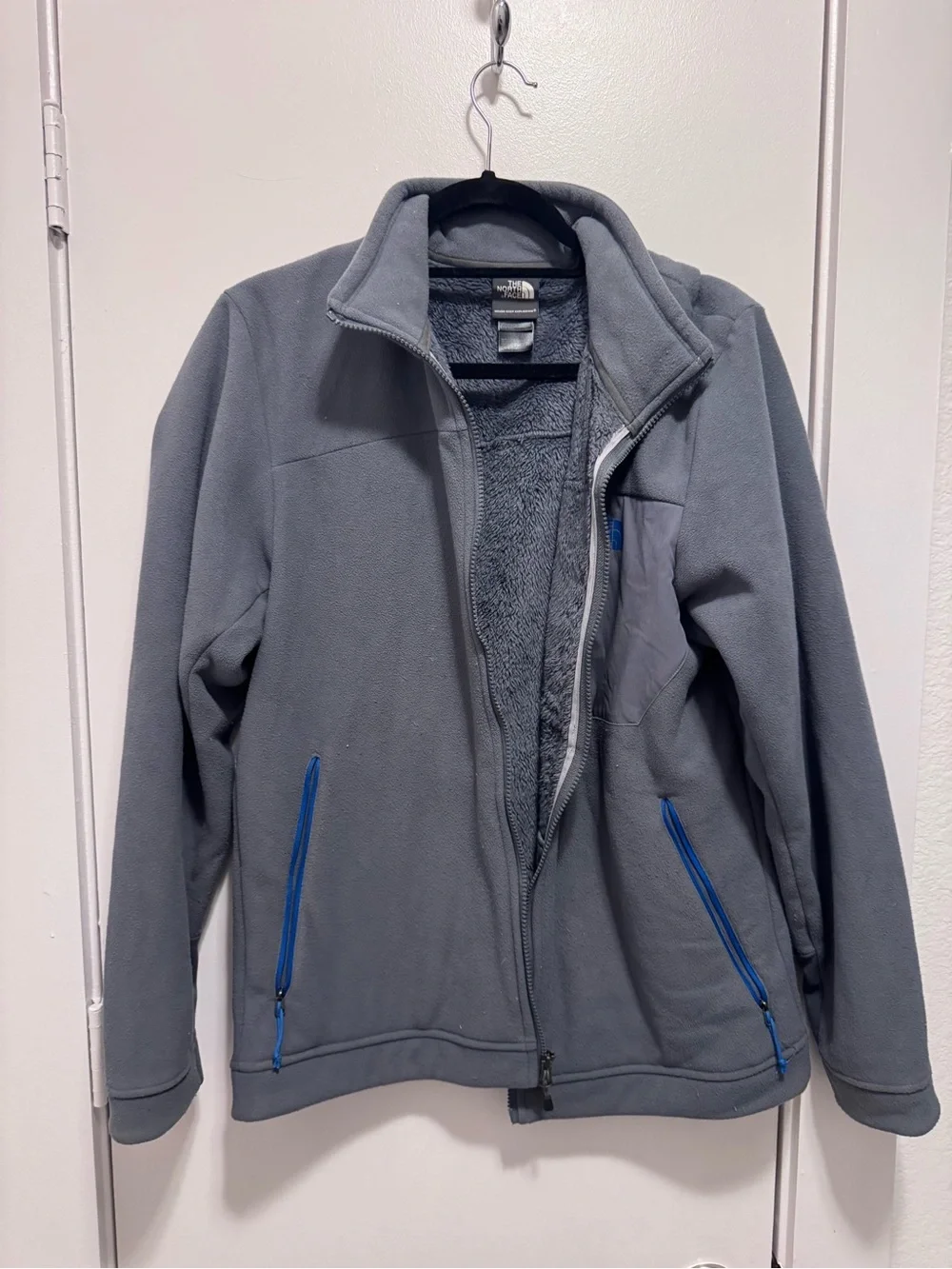 The North Face Men’s Medium Gray Fleece Full Zip Jacket Outdoor Hiking Pullover